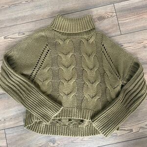 Olive green knit turtleneck sweater